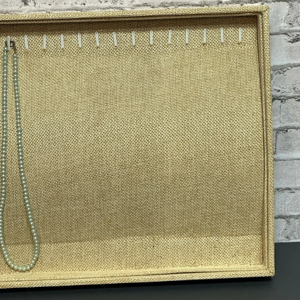 Jewelry Display Tray Organizer 20 Hooks for Necklaces Earrings Tan